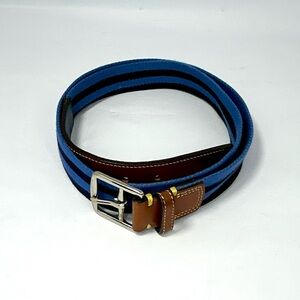 Coach Leather Twill Mens Navy Blue Striped Belt Size 40” Buckle Golf Casual 3775